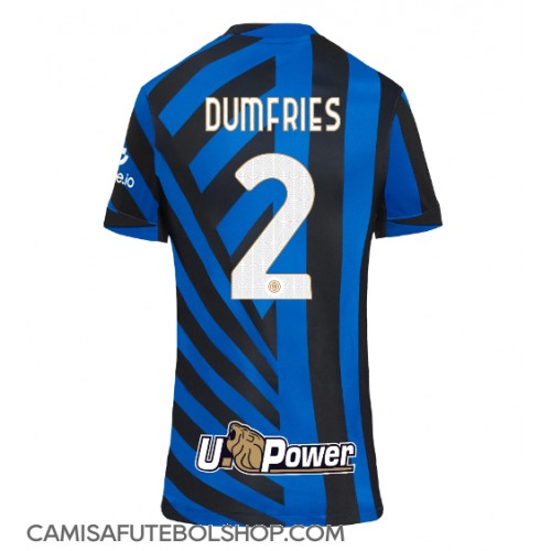 Camisa de time de futebol Inter Milan Denzel Dumfries #2 Replicas 1º Equipamento Feminina 2024-25 Manga Curta